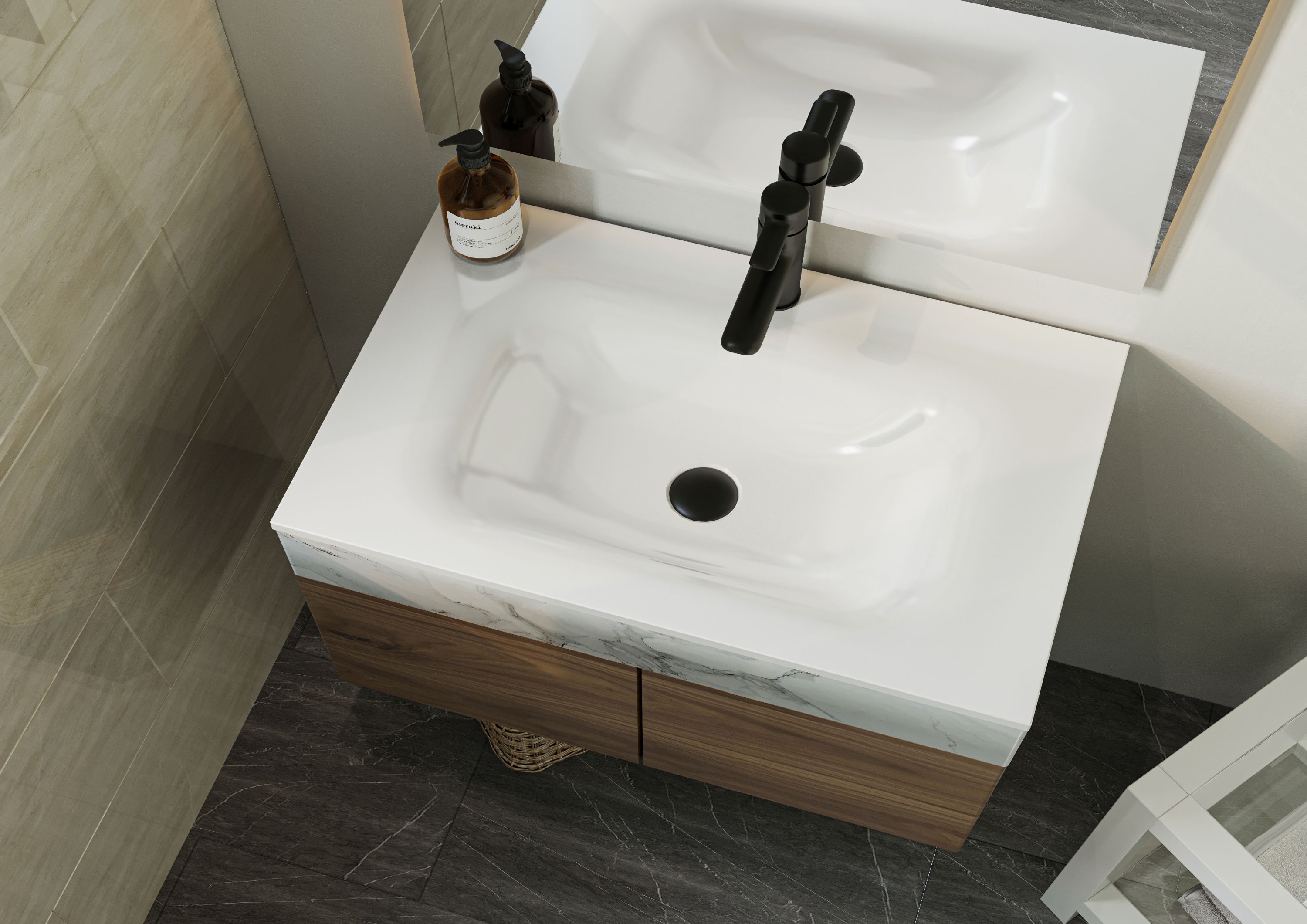 Miraggio Jessel umywalka 70x45 cm wpuszczana prostokątna biały połysk 0000750