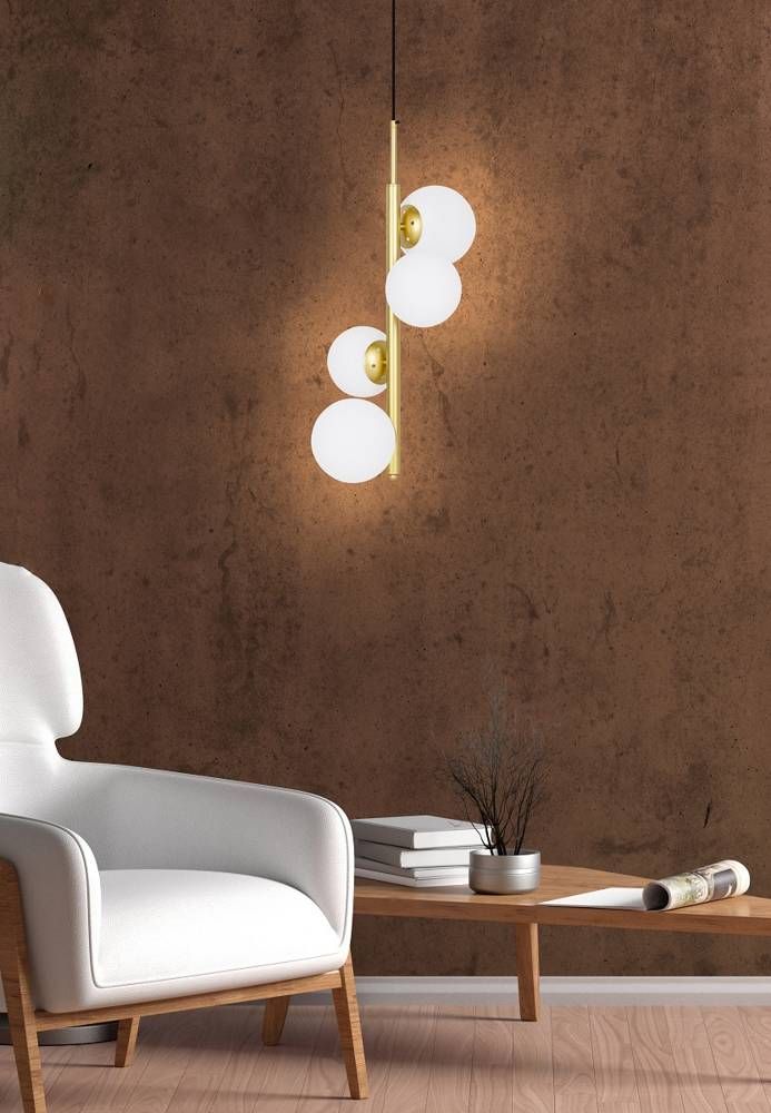 Candellux Cordel lampa wisząca 4x20W mosiądz/biały 34-01559 - Wysyłka w 24h