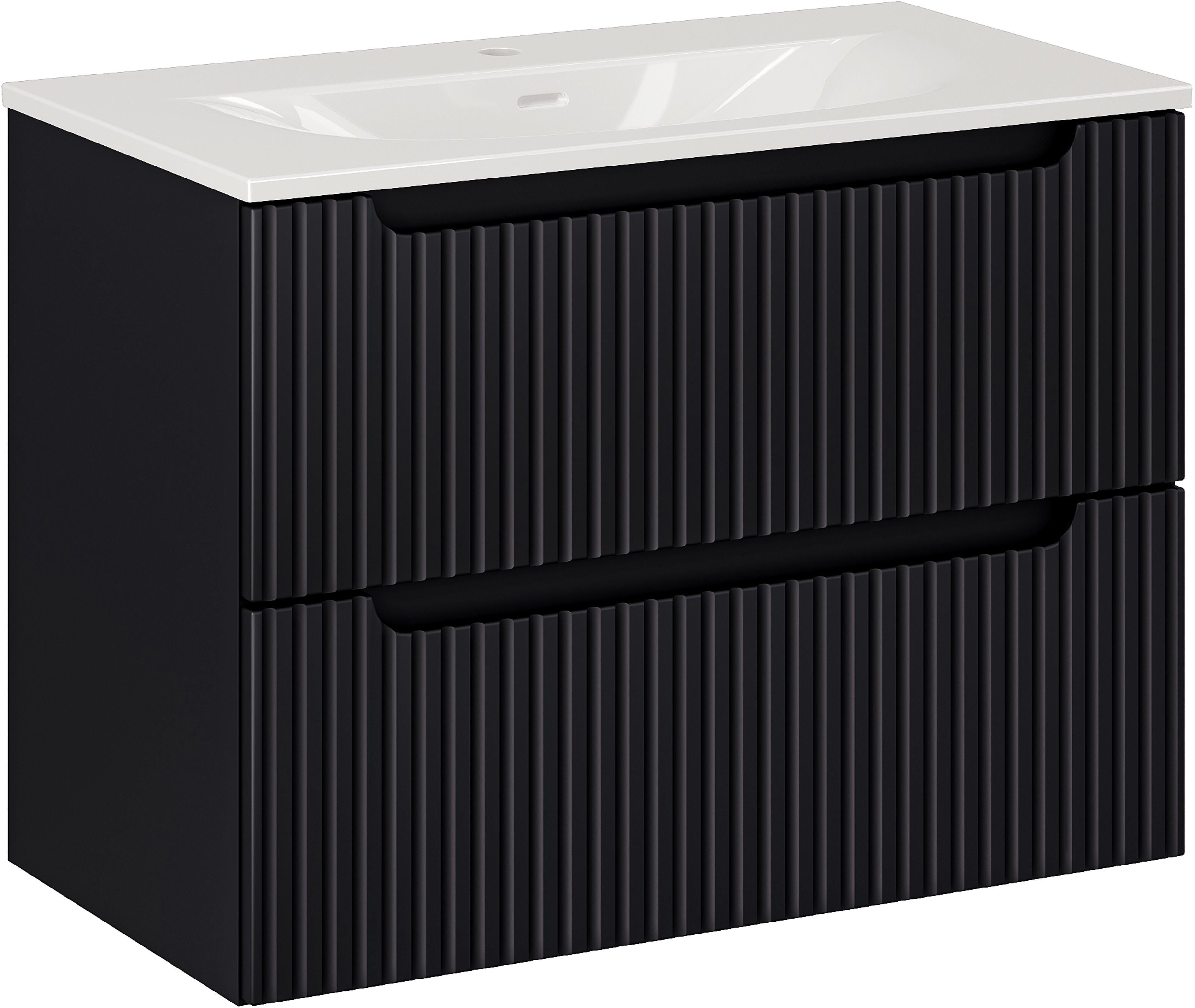 Comad Nova Black szafka 80 cm podumywalkowa wisząca z umywalką meblową czarna SET-NOB SKY 3 80CM S - Wysyłka w 24h