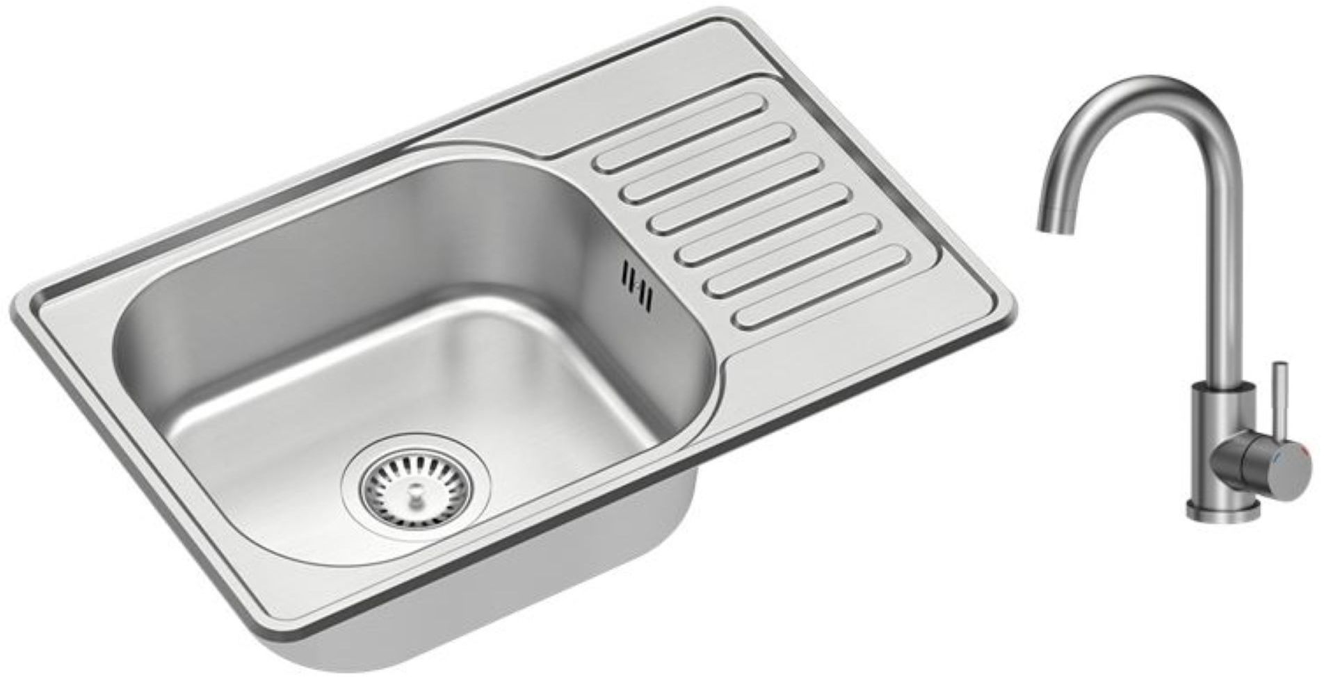 Quadron Eddie 111 SteelQ zlewozmywak stalowy 66x42 cm wpuszczany len z baterią HD111LEN6642_3623500_BS