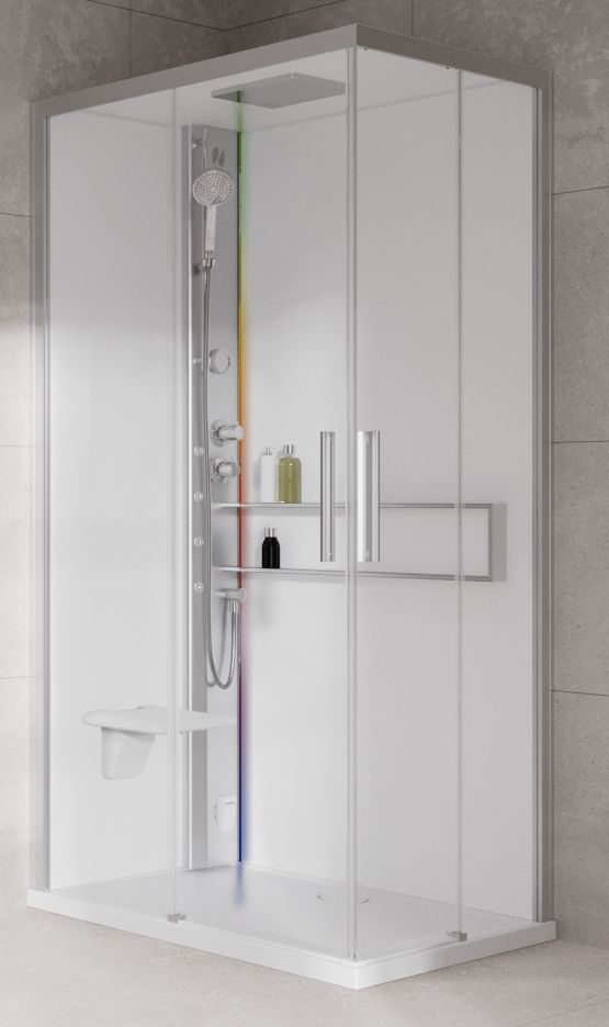 Novellini Glax 2 2.0 A kabina z hydromasażem 90x70 cm lewa parowa z brodzikiem srebrna G22A9070ST5-1BB