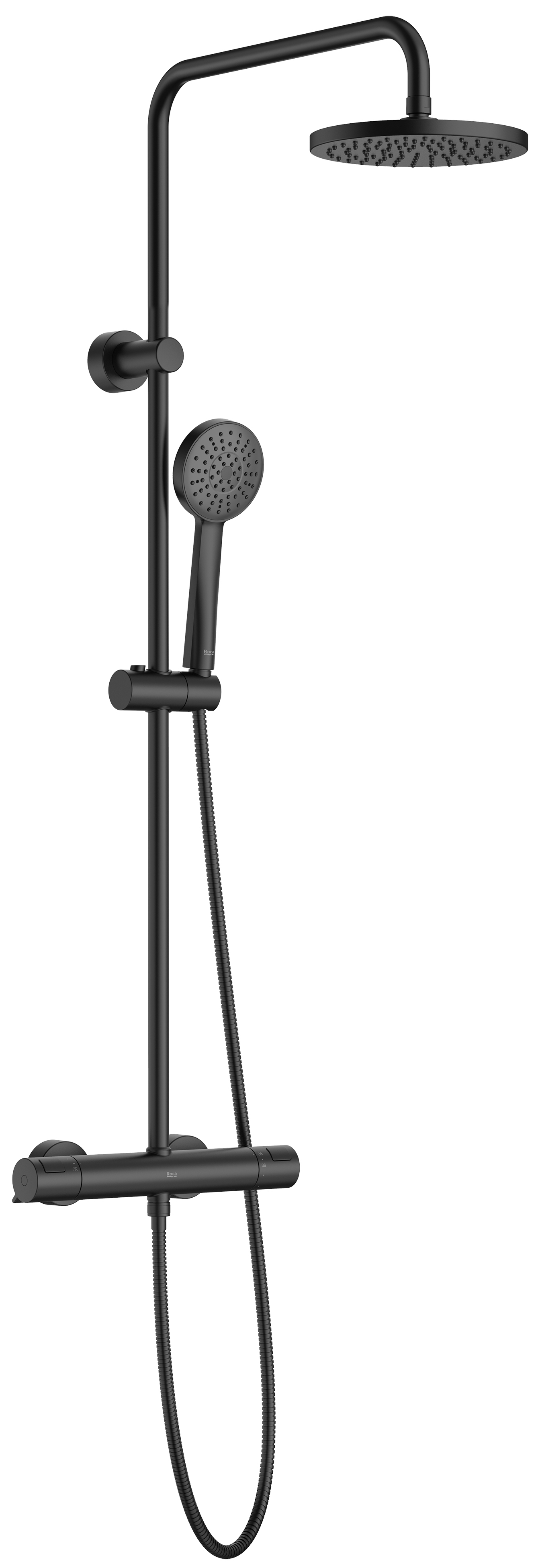 Roca Victoria T-Basic zestaw prysznicowy ścienny termostatyczny z deszczownicą czarny A5A9F18NB0