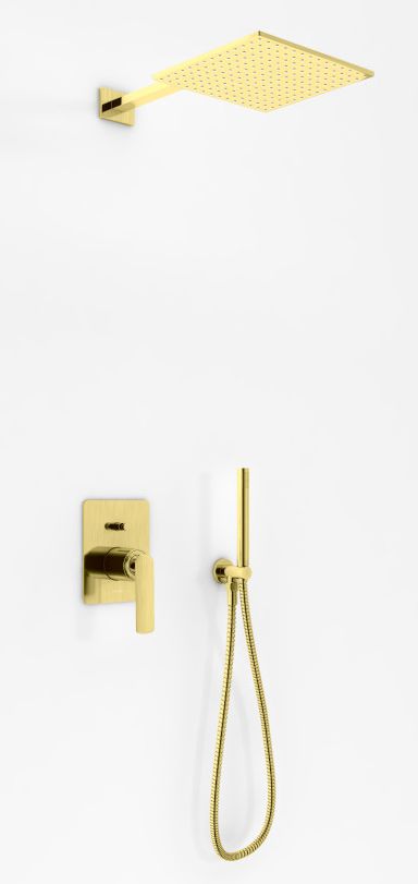 Kohlman Experience Brushed Gold zestaw prysznicowy podtynkowy z deszczownicą złoty szczotkowany QW210EGDBQ30