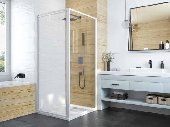 Sanplast Basic SS0/BASIC ścianka prysznicowa 90 cm dodatkowa biały/szkło przezroczyste 600-450-1320-01-400