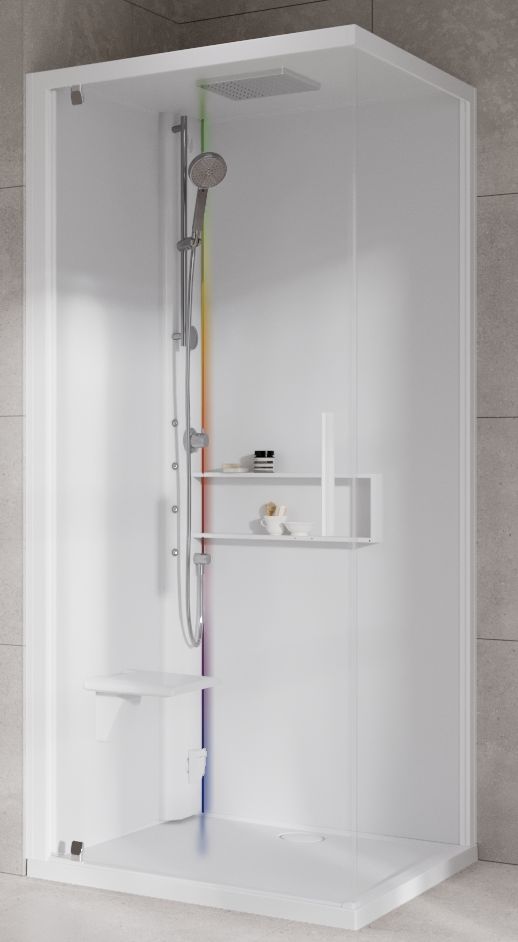 Novellini Glax 2 2.0 G+F kabina z hydromasażem 90 cm kwadratowa lewa parowa z brodzikiem total biała G22GF99SM5-1UU