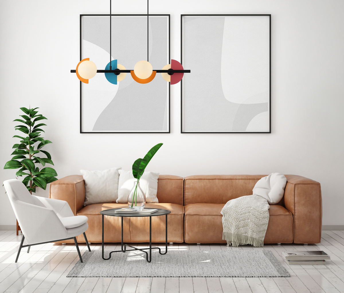 Italux Nauti lampa wisząca 4x25 W różowa-niebieska-pomarańczowa PND-37482-4-MLTI