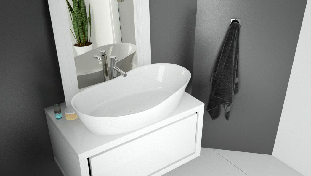 Hoesch Namur Lounge umywalka 70x40 cm nablatowa owalna biała mat 4422.013