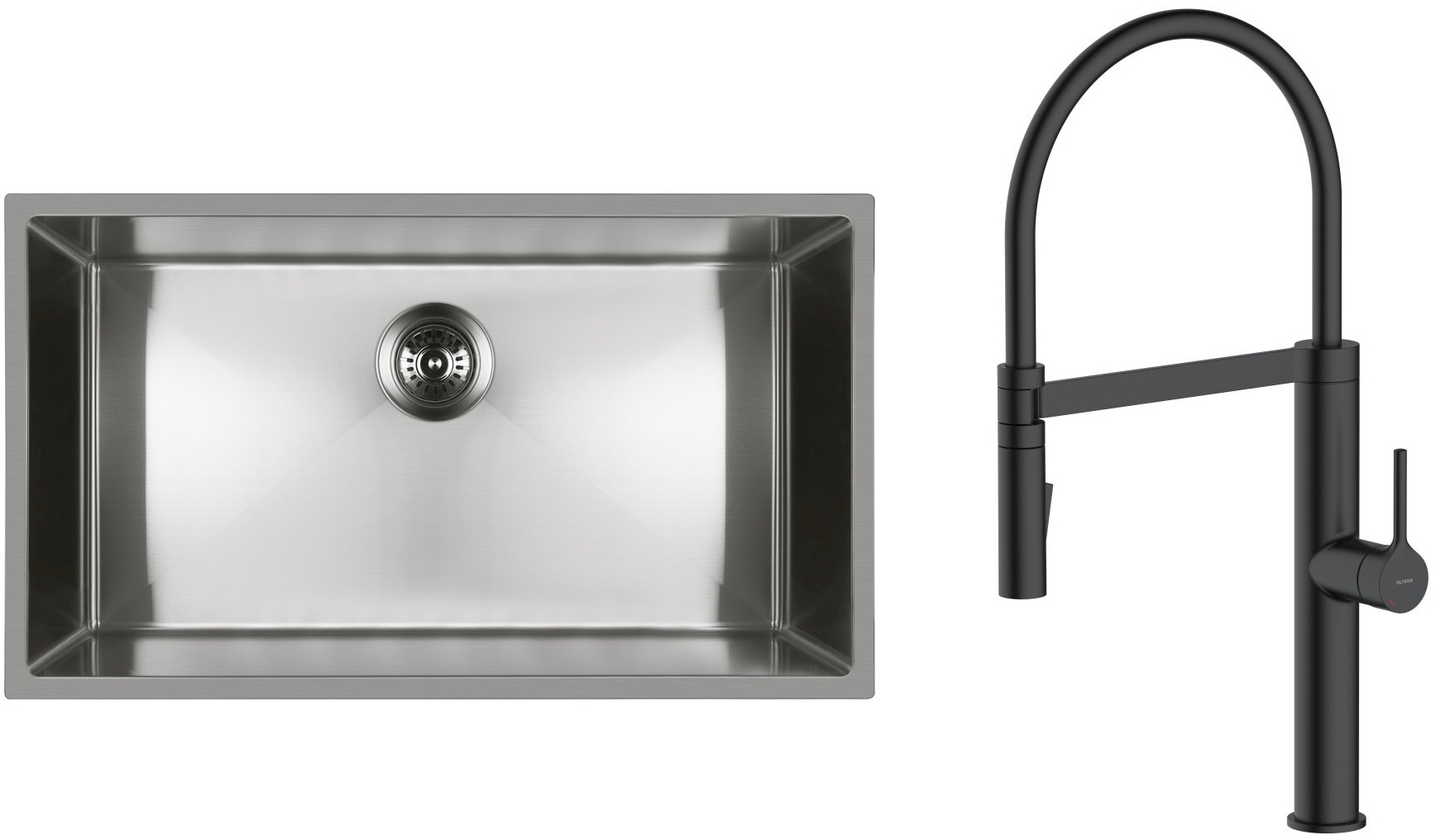 Zestaw Oltens Stalvask zlewozmywak stalowy 76x44 cm z baterią kuchenną Borga stal polerowana/czarny mat (71102100, 35207300) - Wysyłka w 24h