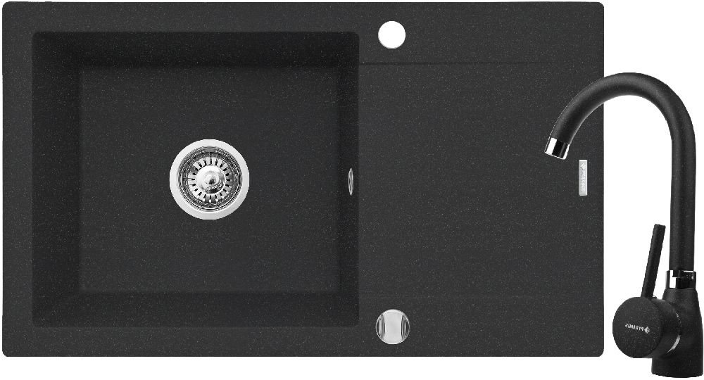 Pyramis Korfu zlewozmywak z baterią czarny 070060901BN