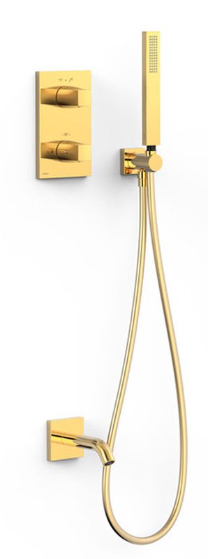 Tres Therm-Box zestaw wannowo-prysznicowy podtynkowy termostatyczny złoty połysk 24-K 21125007OR