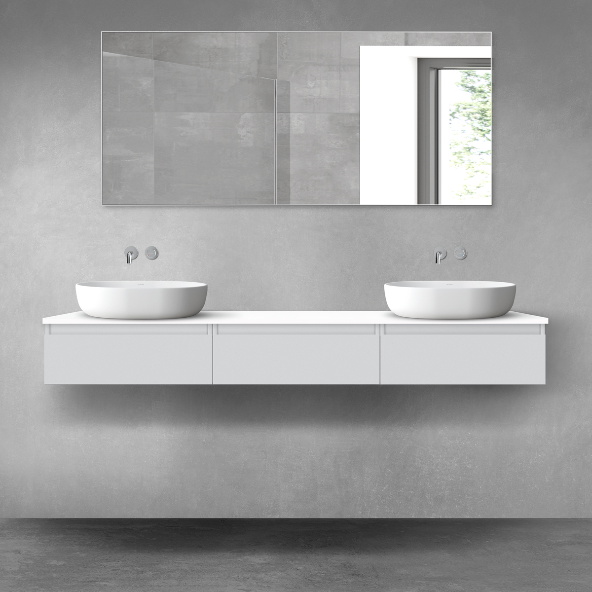 Oltens Vernal zestaw mebli łazienkowych 180 cm z blatem szary mat/biały połysk 68506700 - Wysyłka w 24h