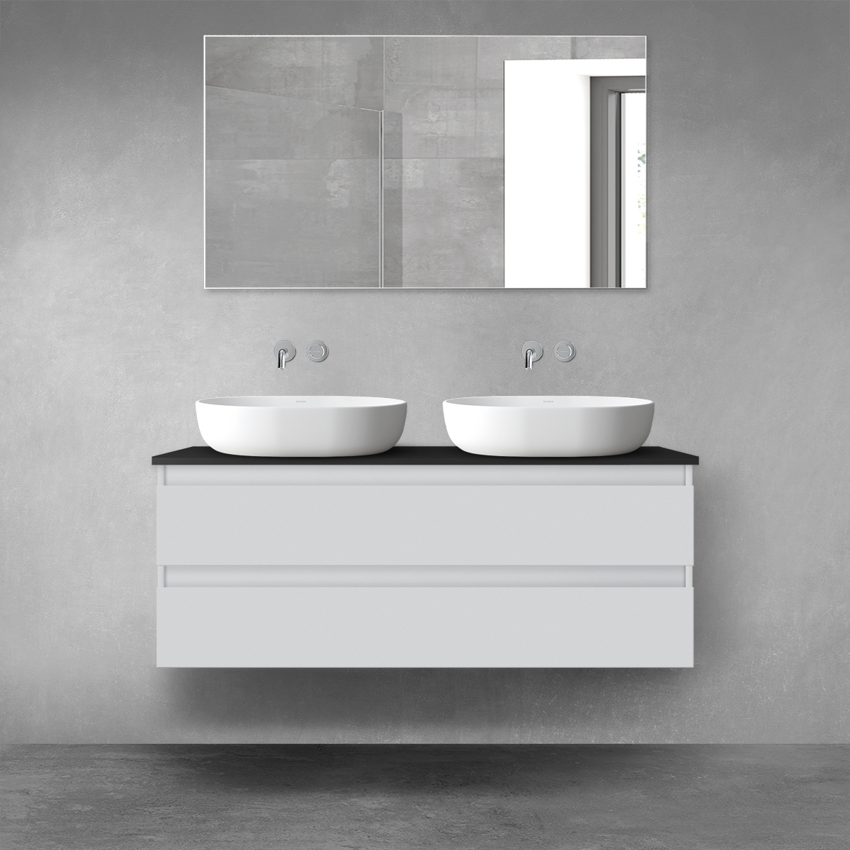 Oltens Vernal szafka 120 cm podumywalkowa wisząca z blatem szary mat/czarny mat 68468700 - Wysyłka w 24h