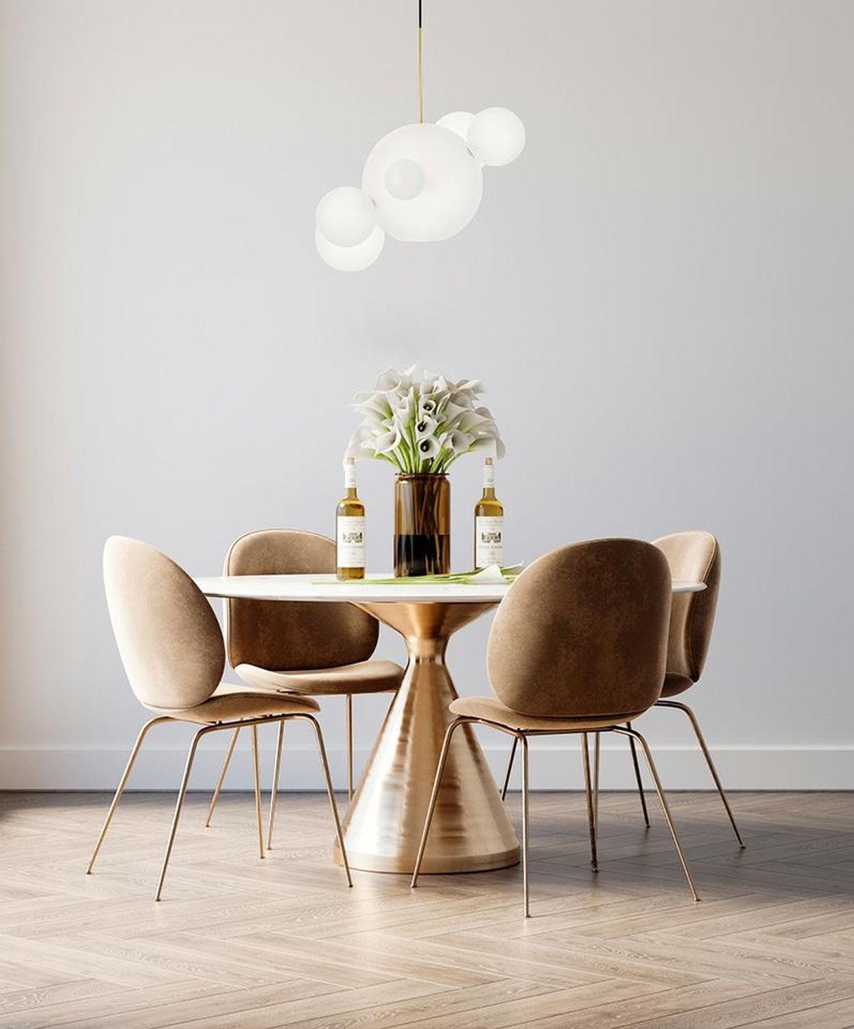 King Home Capri 6 lampa wisząca 2x7W złoty/czarny/szkło mleczne XCP9148-1B.WHITE