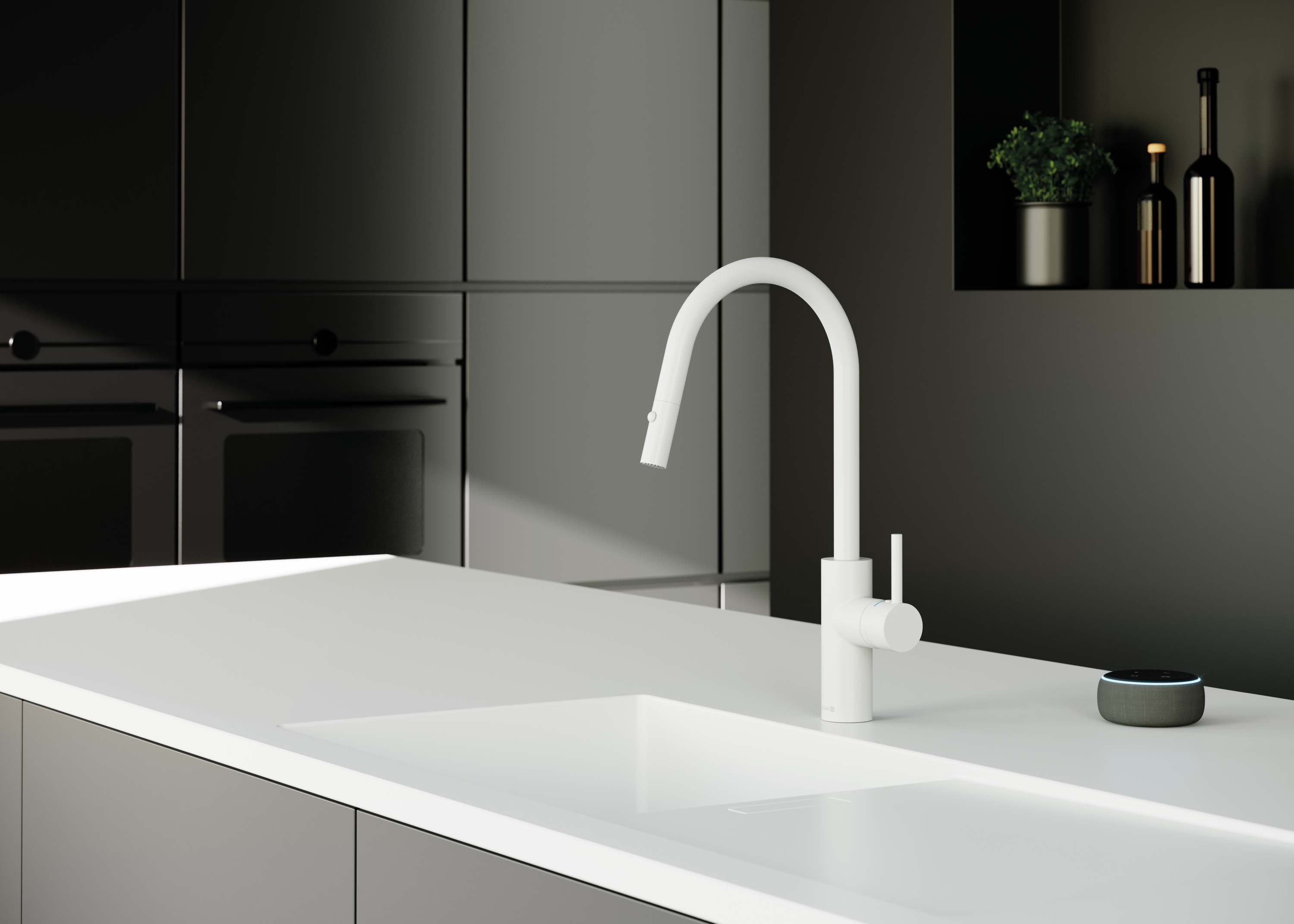 Kludi E-Go Voice bateria kuchenna stojąca biały mat 423005377