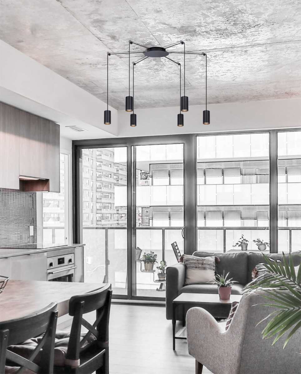 Kaja Puerto lampa wisząca 6x10W LED czarna K-4898