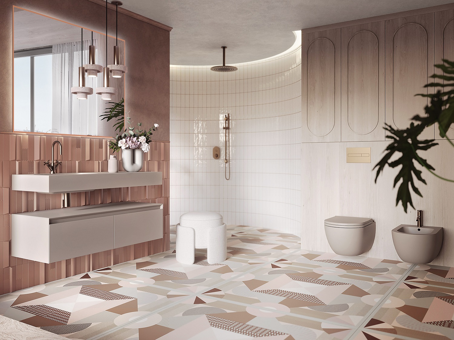 Elita Sharon Square lustro 120x80 cm prostokątne z oświetleniem rose gold RE061203015450