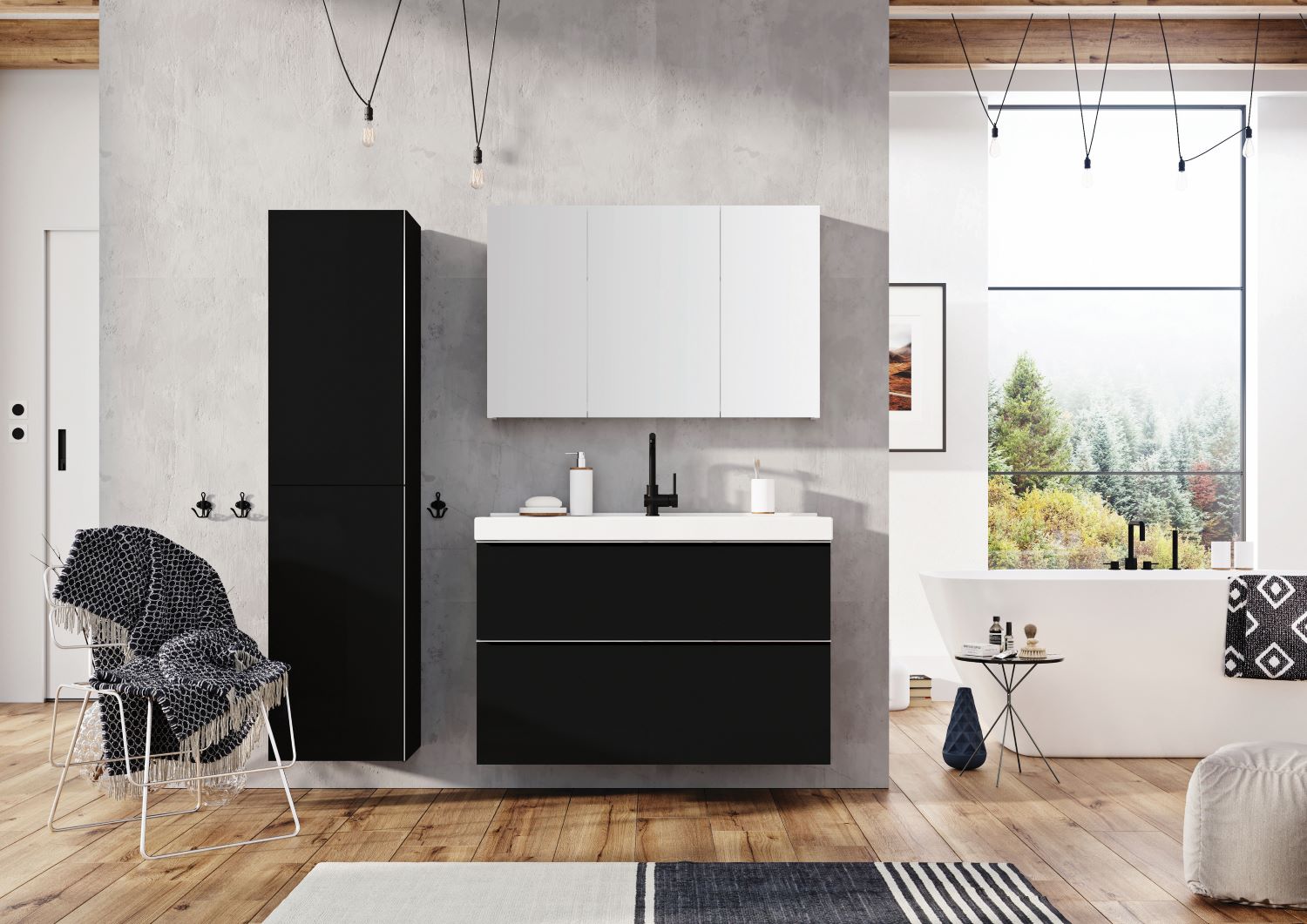 Elita Look szafka 100x44,9x63,5 cm podumywalkowa wisząca black matt RE011000027160