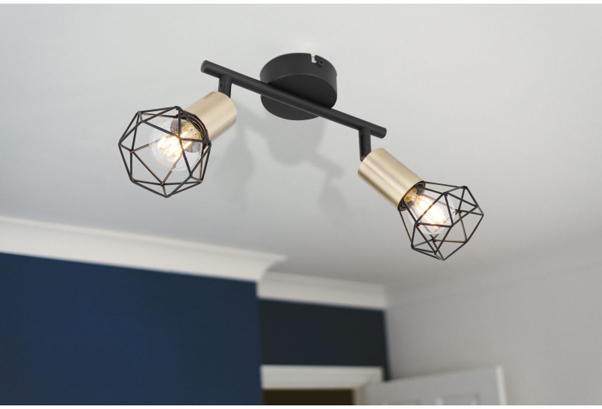 Globo Lighting Xara I lampa podsufitowa 2x40W czarny/mosiądz 54802S-2AB