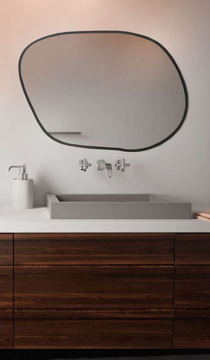 Baltica Design Tiny Borderbright Stain IV lustro 100x71 cm z oświetleniem LED czarne barwa ciepła