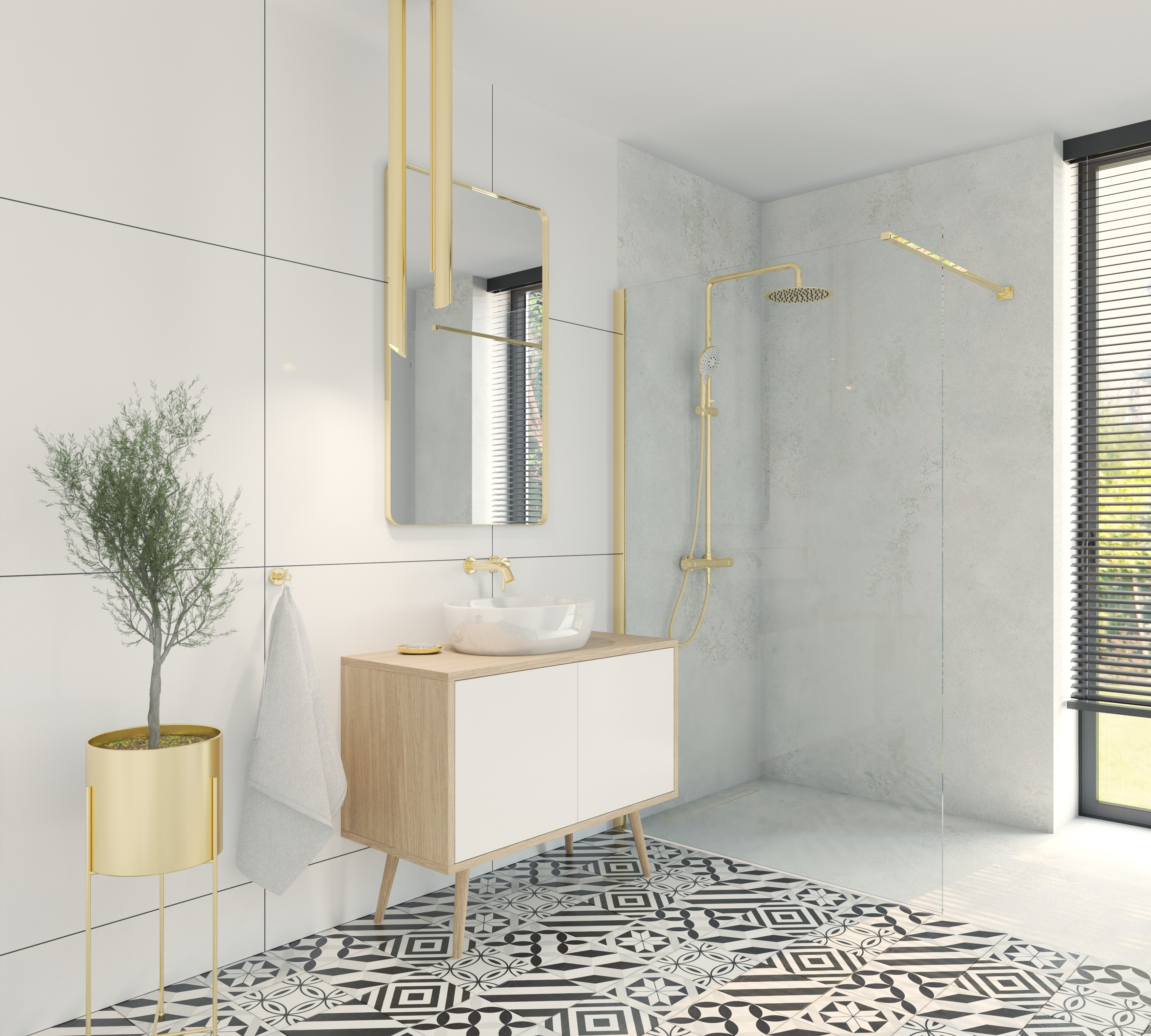 Oltens Hedvig szafka 95x45x49,7 cm podumywalkowa wisząca biała-dąb 60204060 - Wysyłka w 24h