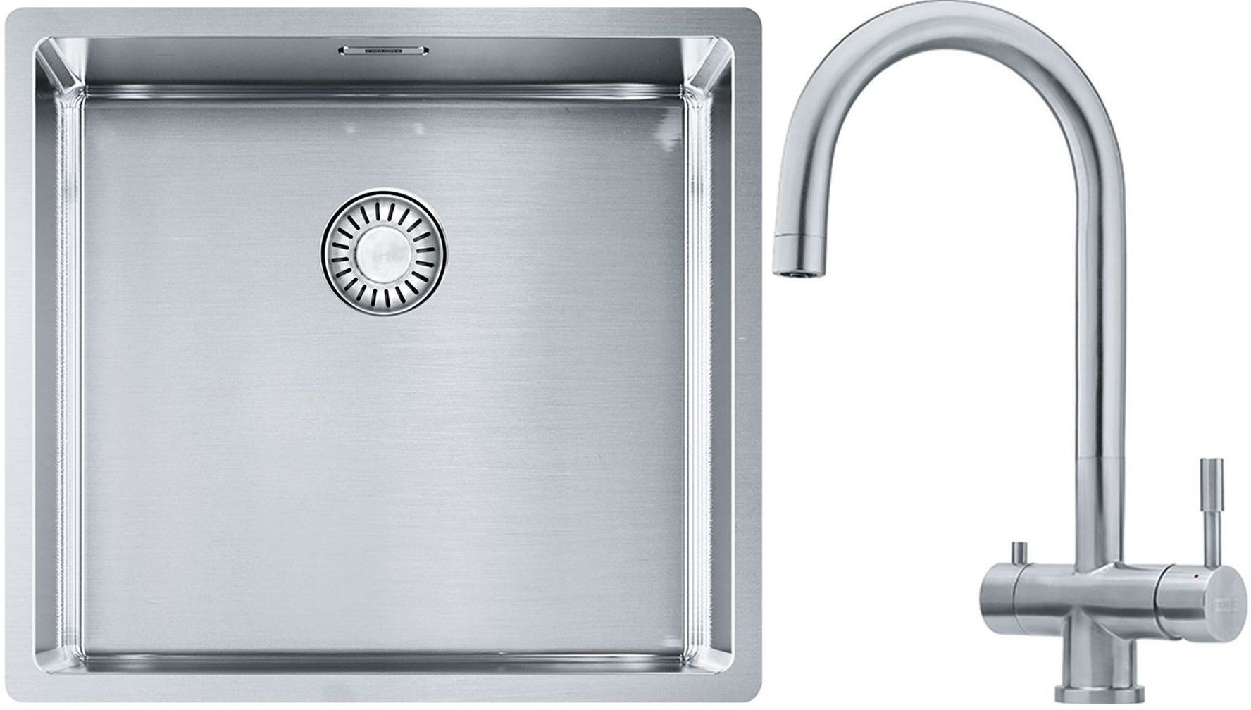 Franke Box BXX 210/110-45 zlewozmywak 49x45 cm stalowy z baterią kuchenną Eos stal szlachetna (1270453655, 1200179979)