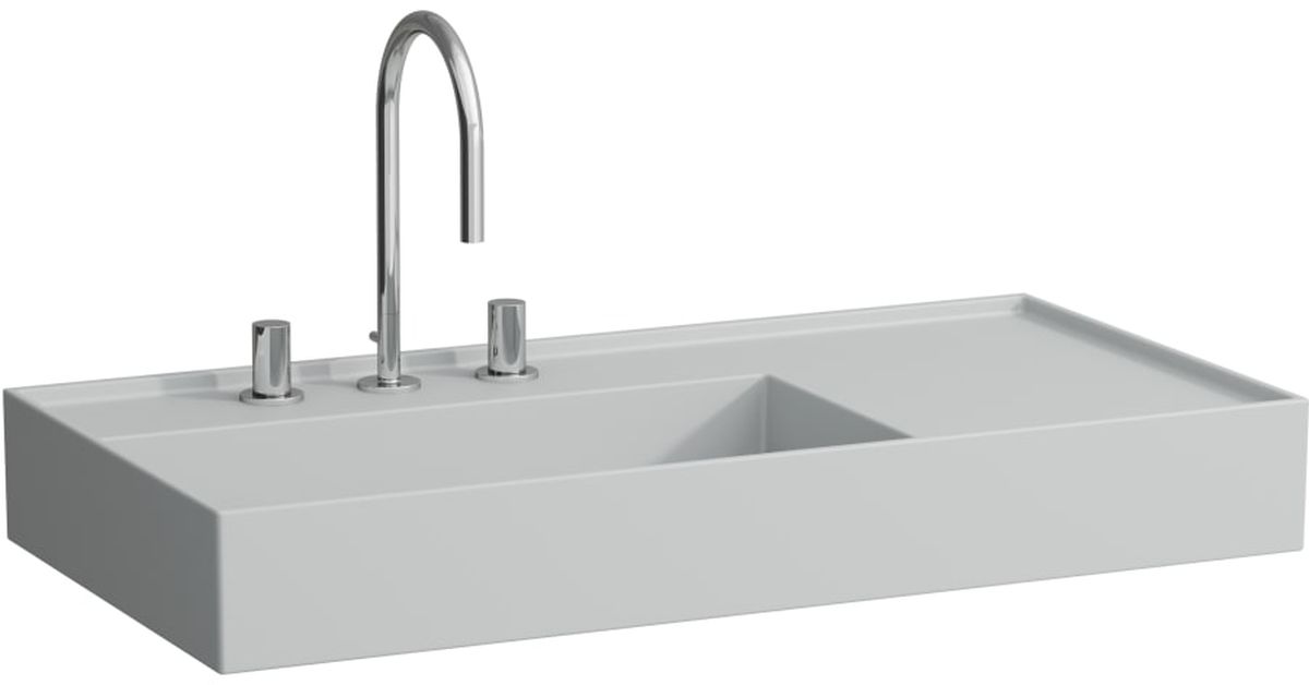 Laufen Kartell umywalka 90x46 cm ścienna asymetryczna szary mat H8183387591111