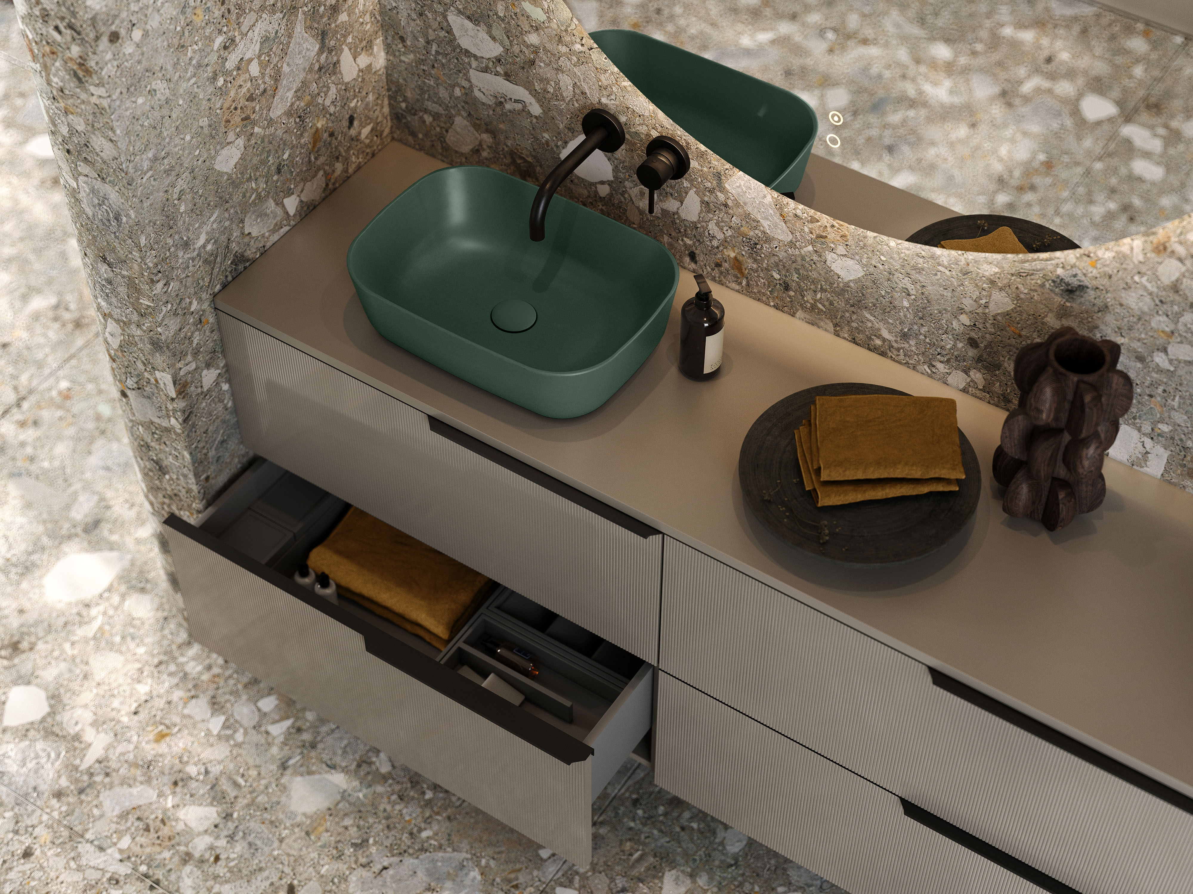 Elita Reni umywalka 45,5x32,5 cm prostokątna nablatowa forest green matt RE040460037010