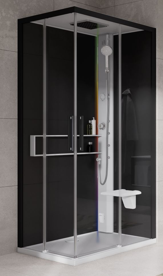 Novellini Glax 2 2.0 A kabina z hydromasażem 100x80 cm prawa parowa z brodzikiem biała G22A198DM5-1UH