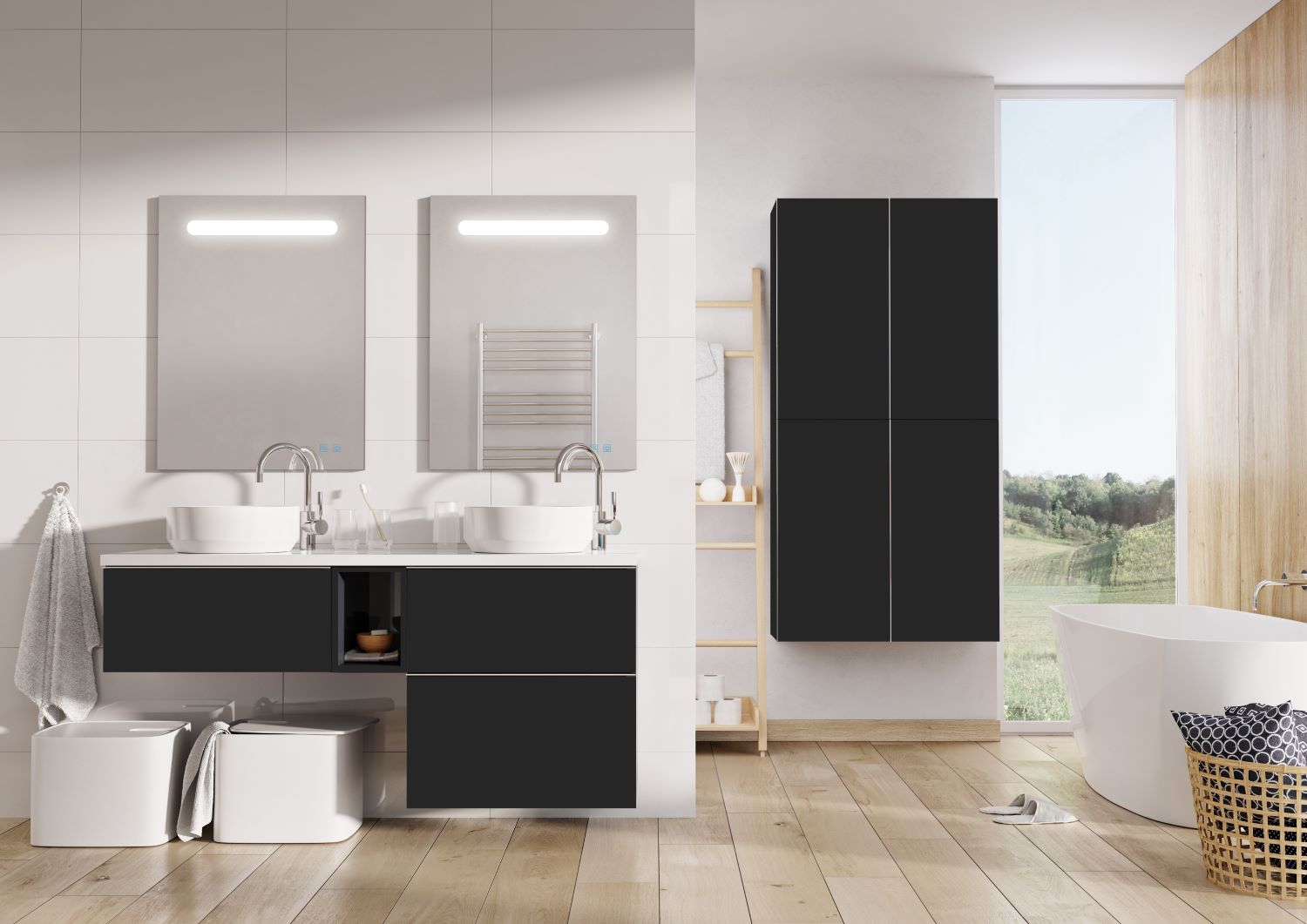 Elita Look szafka 20x45,1x28,1 cm boczna wisząca black matt RE110201027160