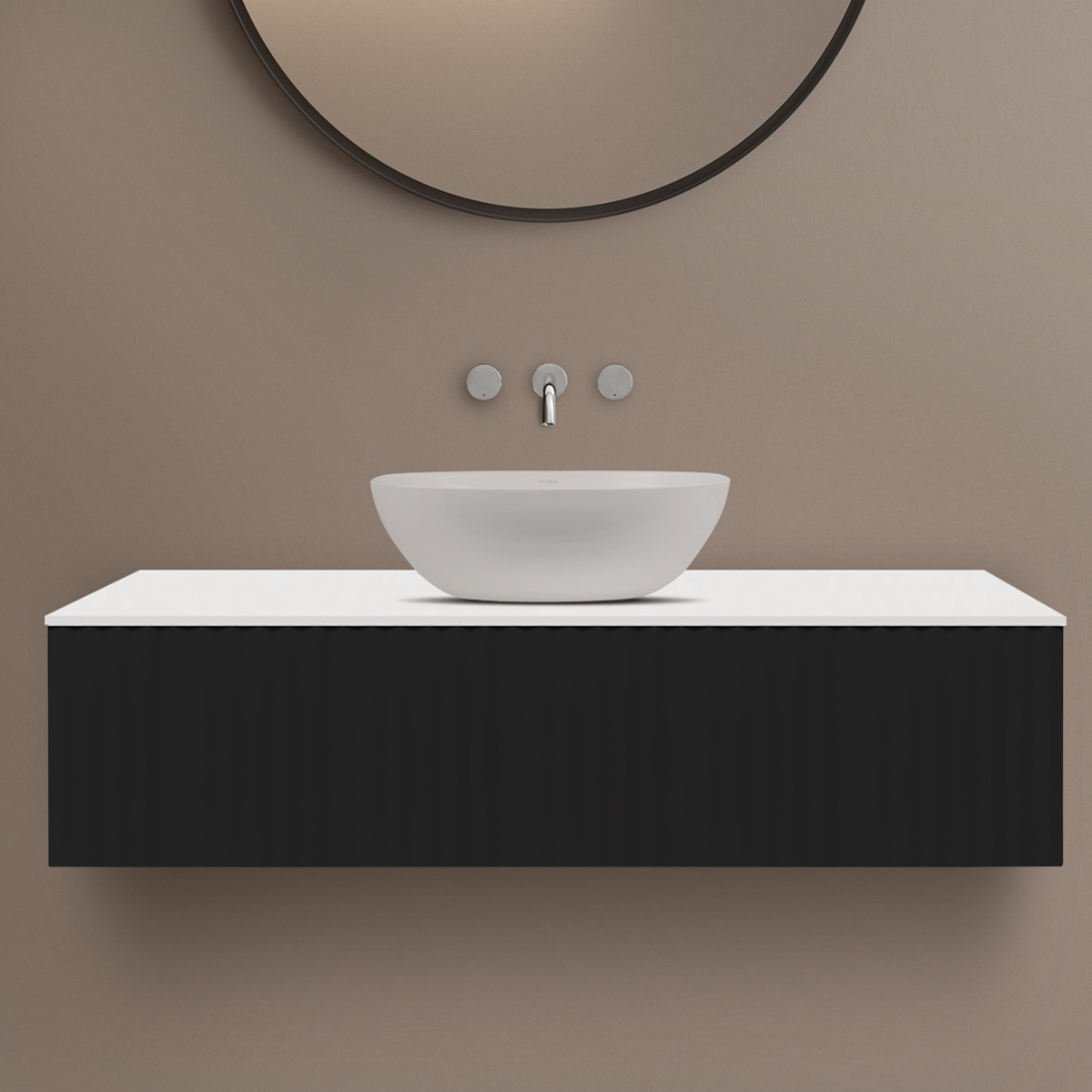 Ksuro 02 szafka 120 cm podumywalkowa wisząca z blatem biały mat/czarny mat 58012030 - Wysyłka w 24h