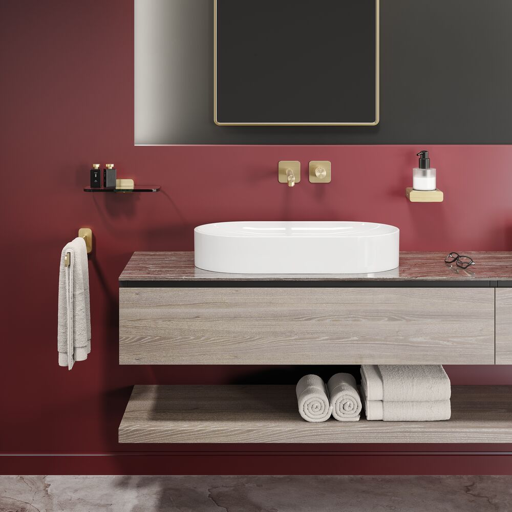 Geesa Shift dozownik do mydła 200 ml ścienny złoto szczotkowane/szkło mat 919916-07