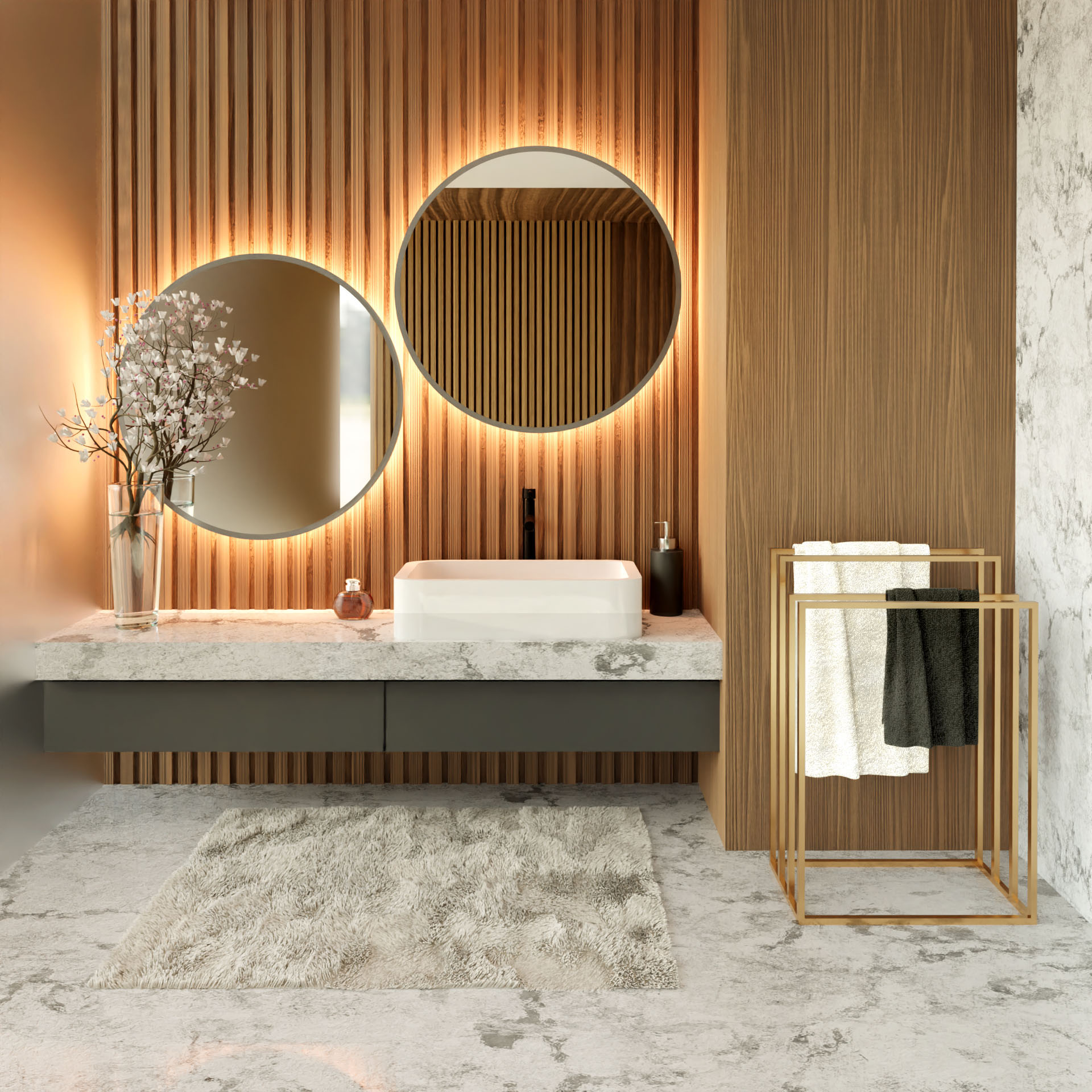 Baltica Design Geir Gold wieszak na ręczniki 60 cm stojący złoty