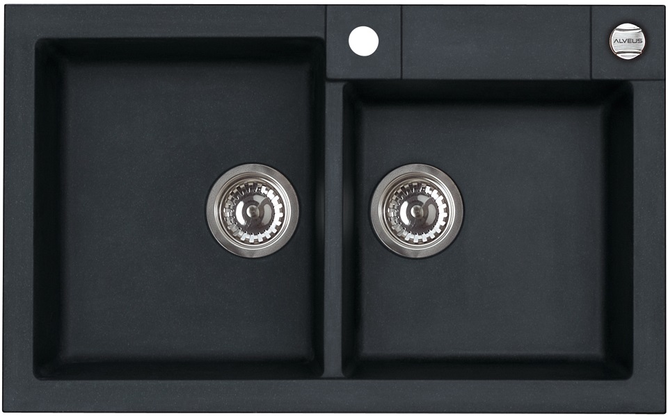 Alveus Rock 90 zlewozmywak 78x48 cm 2-komorowy czarny 1219091