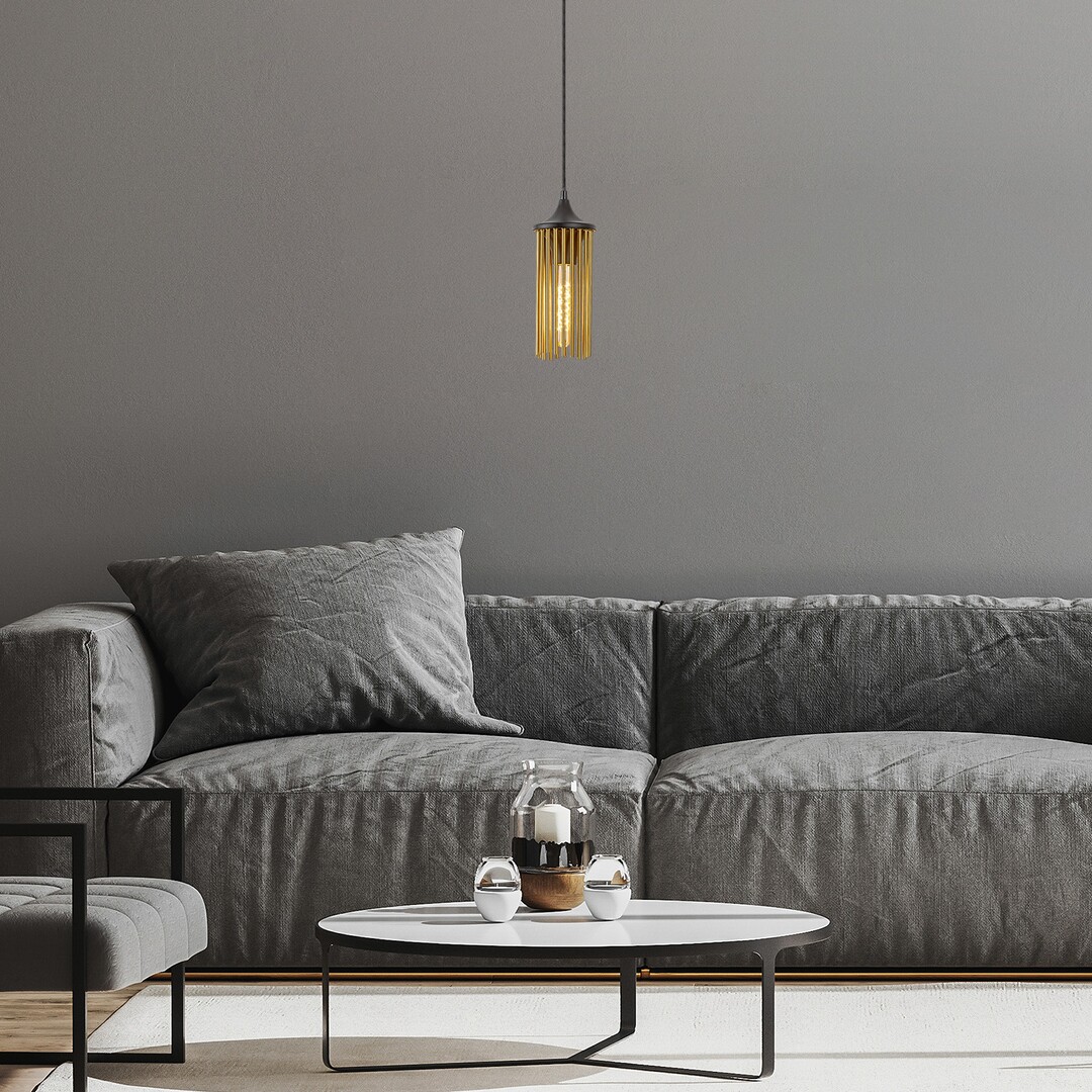 Rabalux Roxas lampa wisząca 1x40W czarny mat/miedź 72151