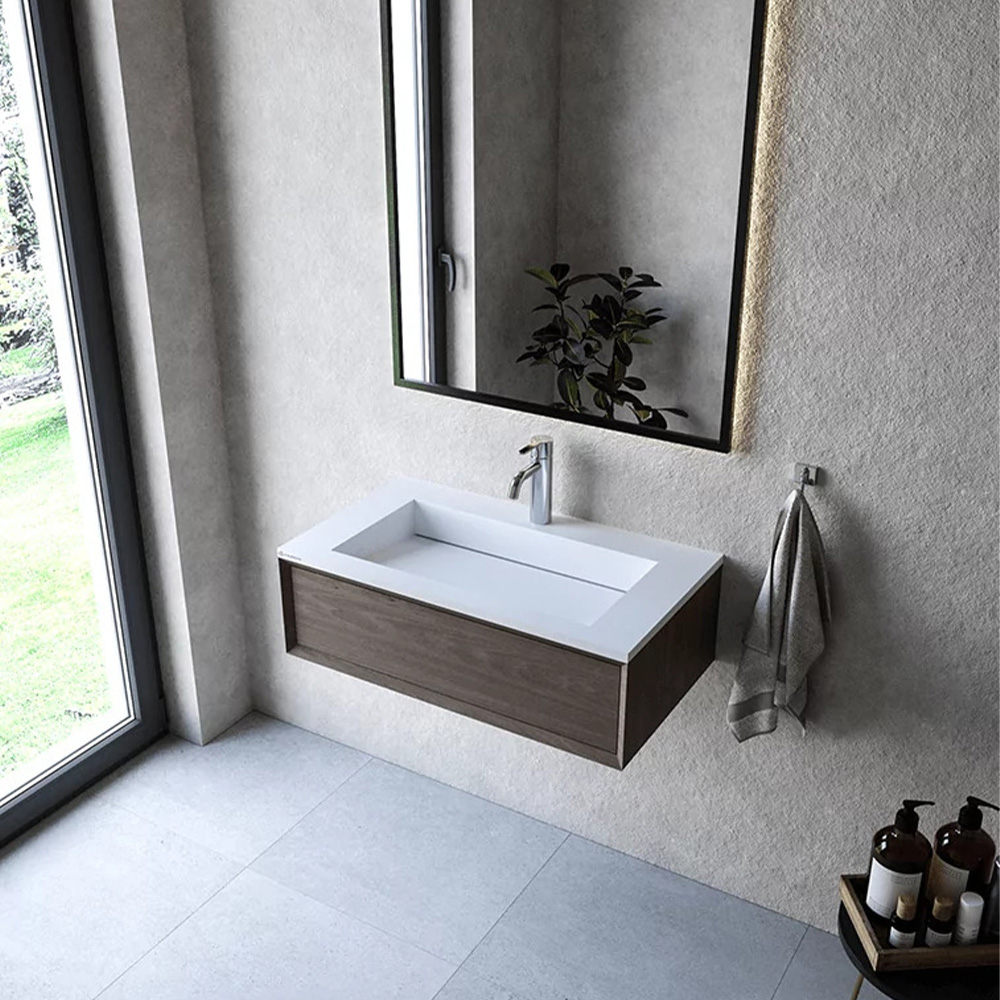 Cristalstone Linea Ideal umywalka 80x45 cm prostokątna wpuszczana biała U800-MCOLC/CR