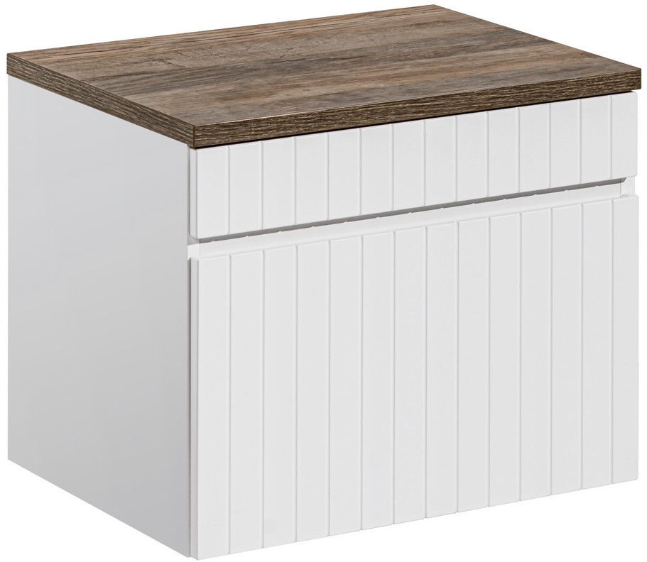 Zestaw Comad Iconic White szafka 80x45,6 cm podumywalkowa wisząca z blatem biały SET ICW-B 80CM