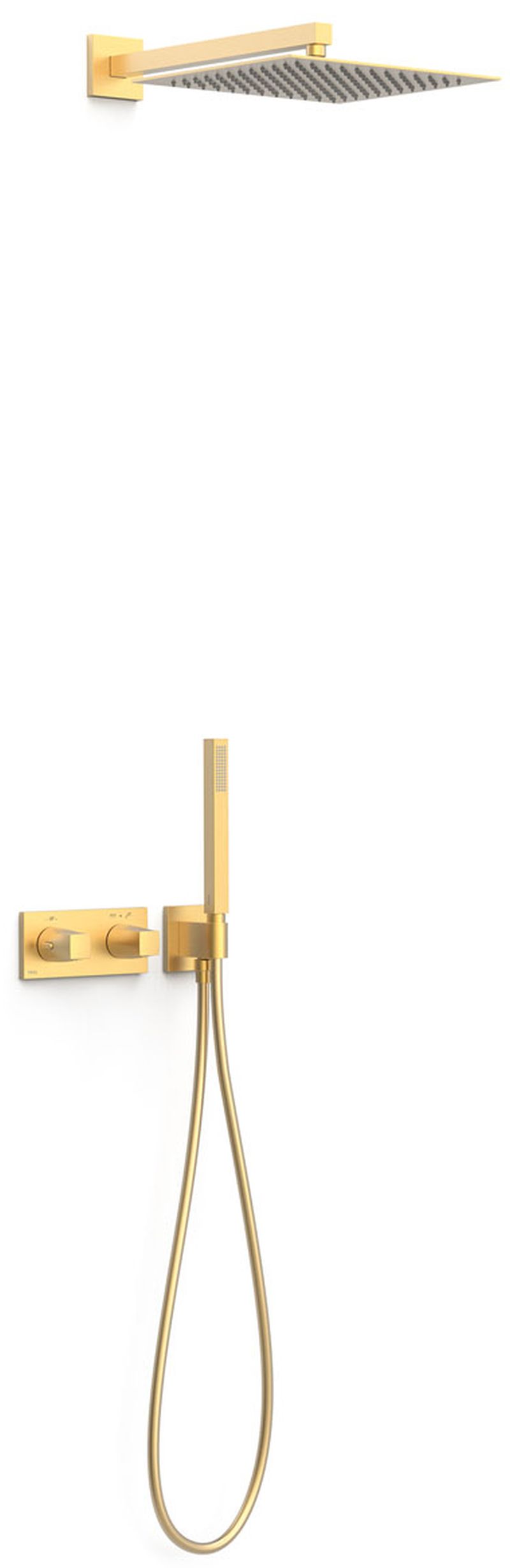 Tres B-System zestaw prysznicowy podtynkowy termostatyczny z deszczownicą złoty mat 30725204OM