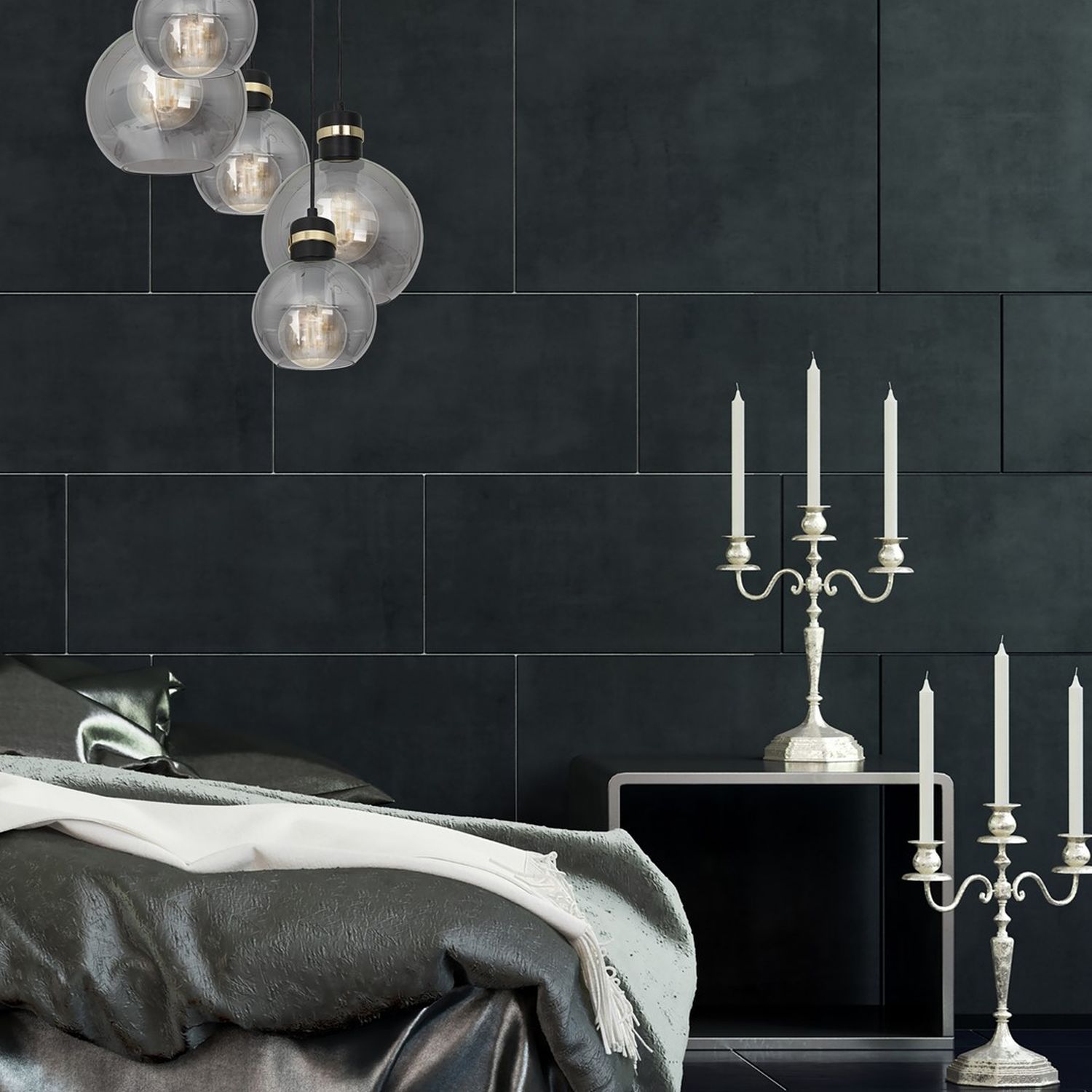 Milagro Omega lampa wisząca 5x60W czarno/złota/szkło dymione MLP6534 - Wysyłka w 24h