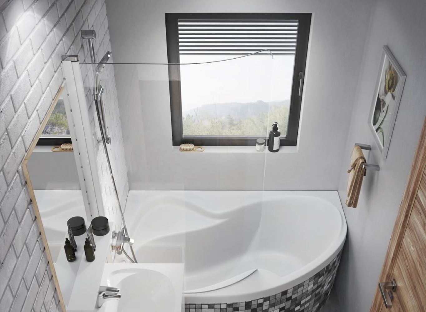 Ravak Rosa parawan nawannowy 85 cm 1-częściowy aluminium połysk/szkło przezroczyste 7QLM0C00Y1