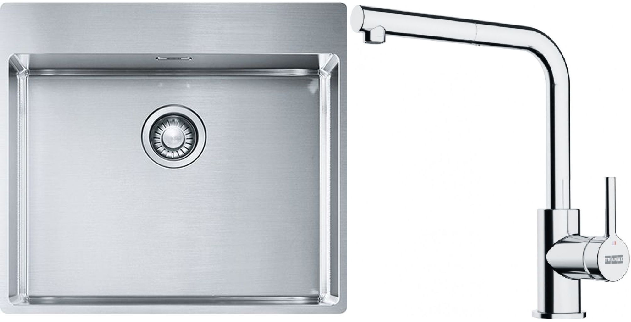 Franke Box BXX 210-54 TL zlewozmywak 57x51 cm stalowy z baterią kuchenną Lina chrom (1270369295, 1150712420)