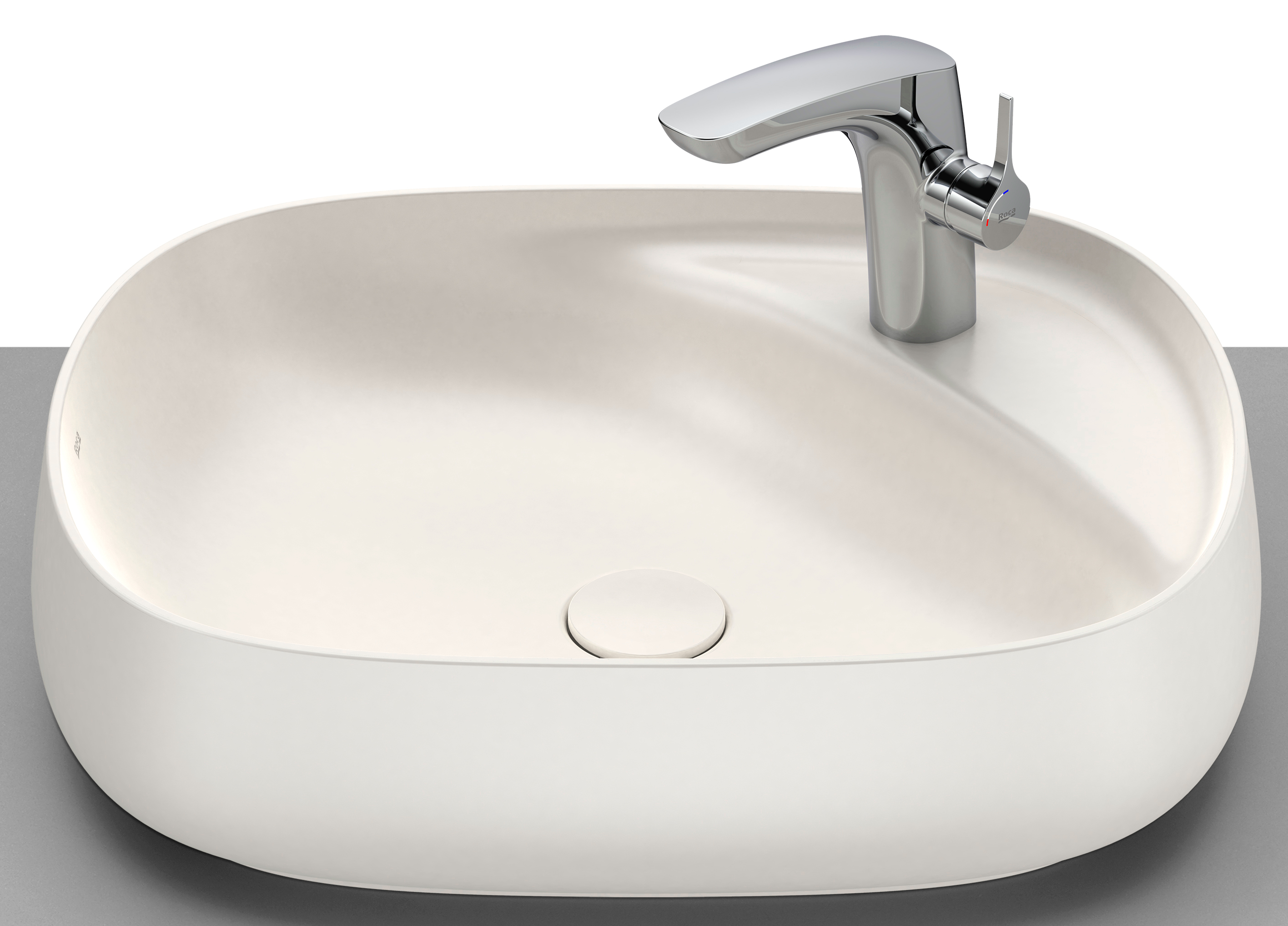 Roca Beyond umywalka 58,5x45,5 cm okrągła nablatowa brąz/beż A3270B8650