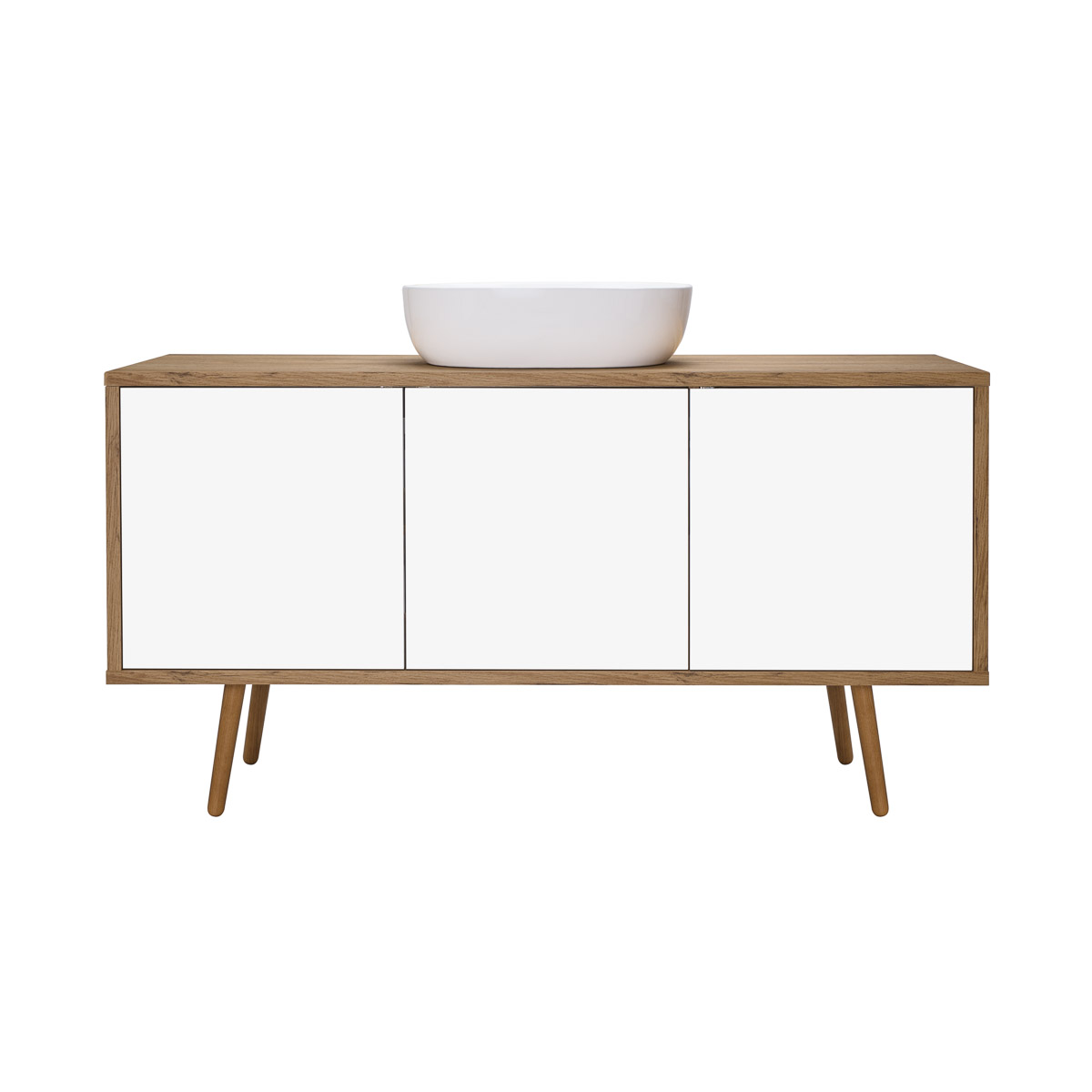 Oltens Hedvig szafka 140x45x49,7 cm podumywalkowa wisząca biała-dąb 60205060 - Wysyłka w 24h