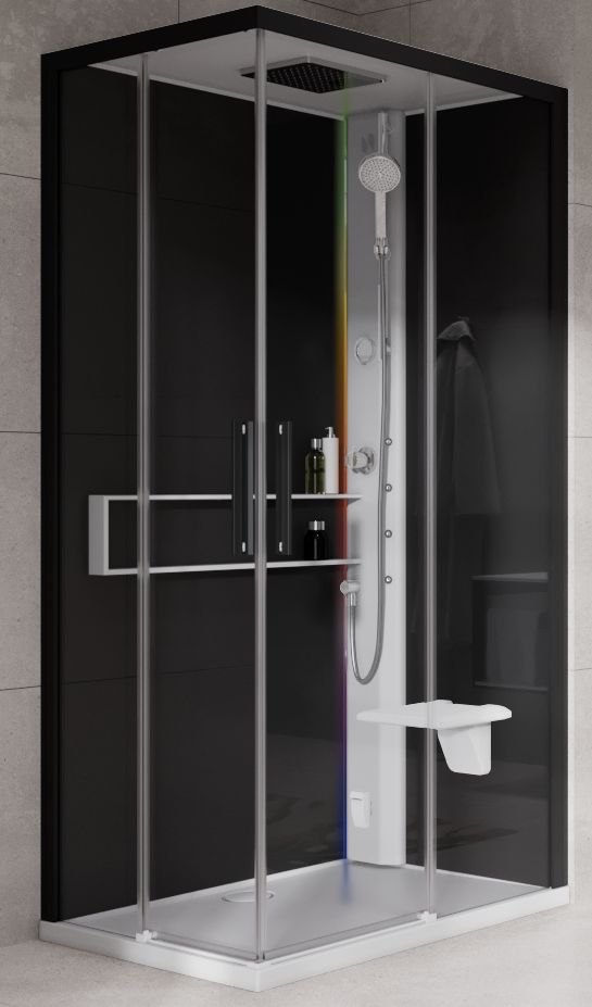 Novellini Glax 2 2.0 A kabina z hydromasażem 90x70 cm prawa parowa z brodzikiem biała G22A9070DM5-1UH