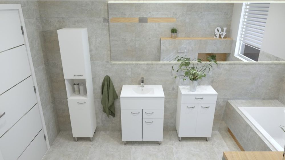 LaVita Basic Barato szafka 60 cm podumywalkowa stojąca biały połysk