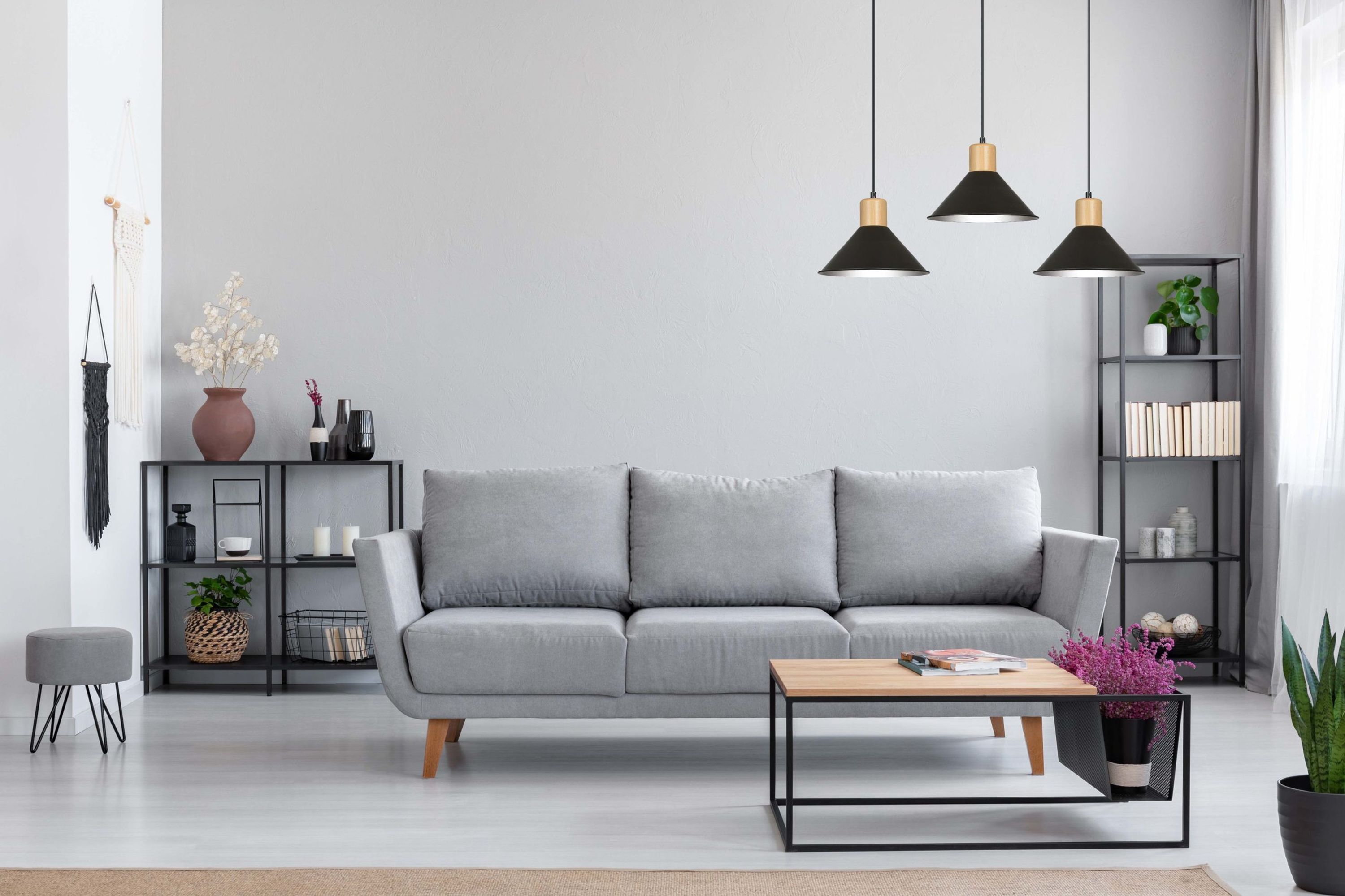 Emibig Rowen lampa wisząca 3x15 W czarna-drewno 1044/3