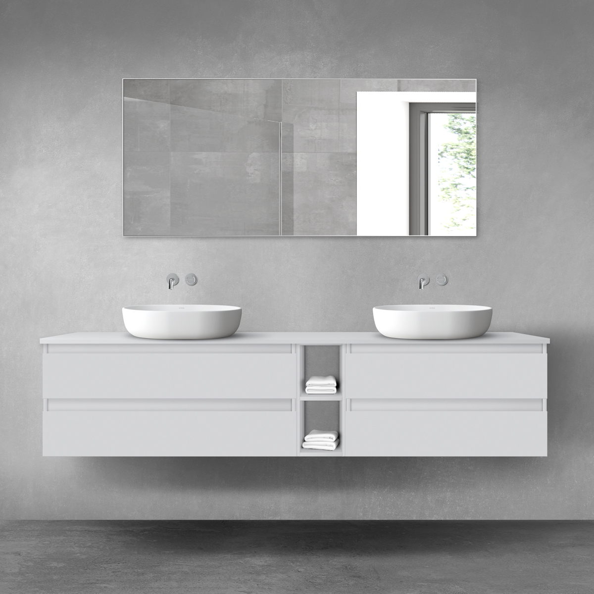 Oltens Vernal zestaw mebli łazienkowych 200 cm z blatem szary mat 68641700 - Wysyłka w 24h