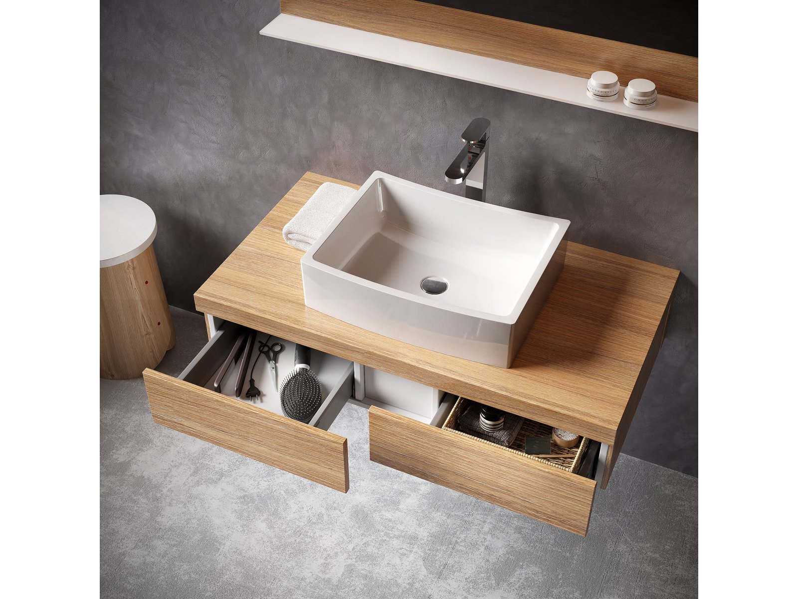 Ravak Formy szafka 100 cm podumywalkowa wisząca dąb X000001033