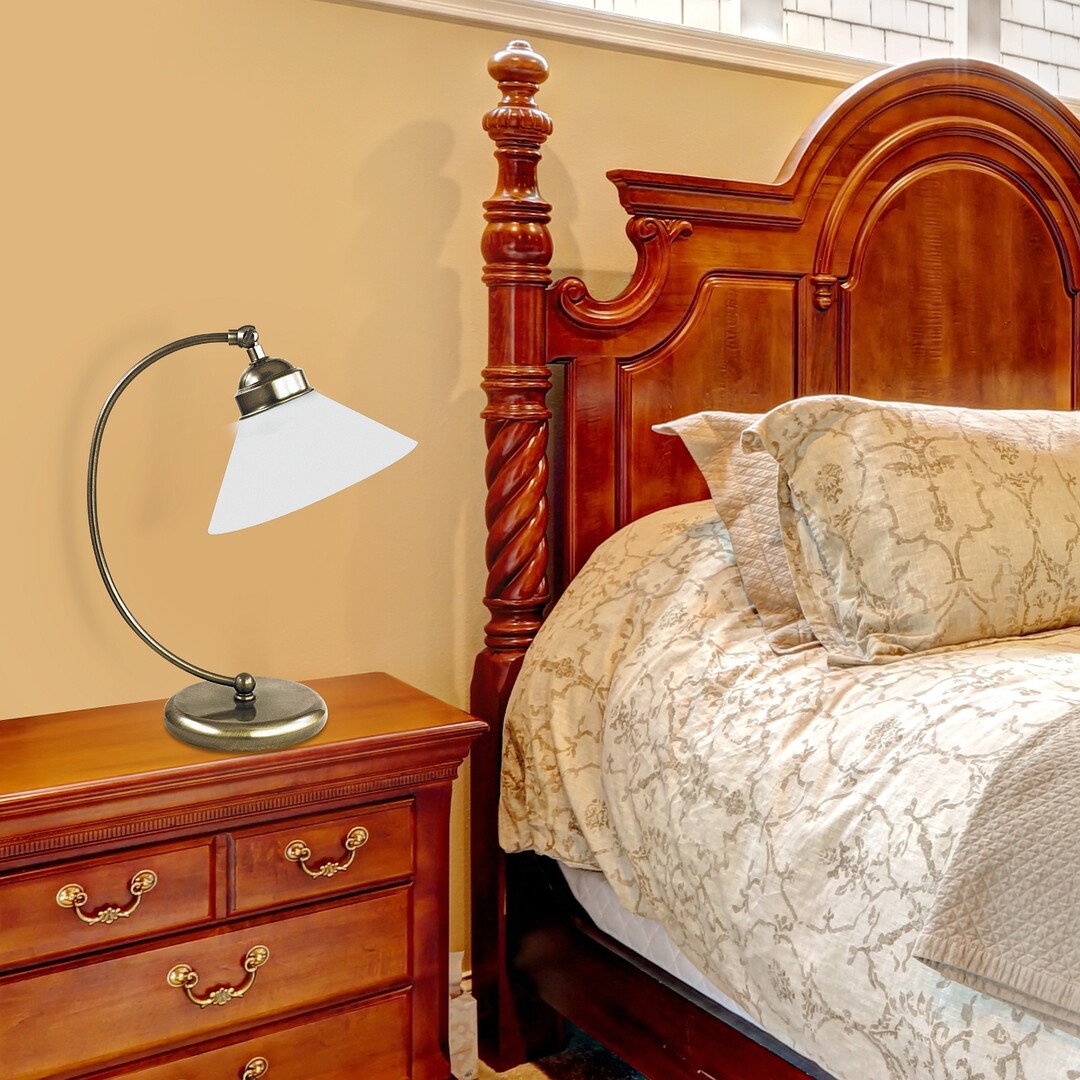 Rabalux Marian lampa stołowa 1x60W mosiądz/biała 2702