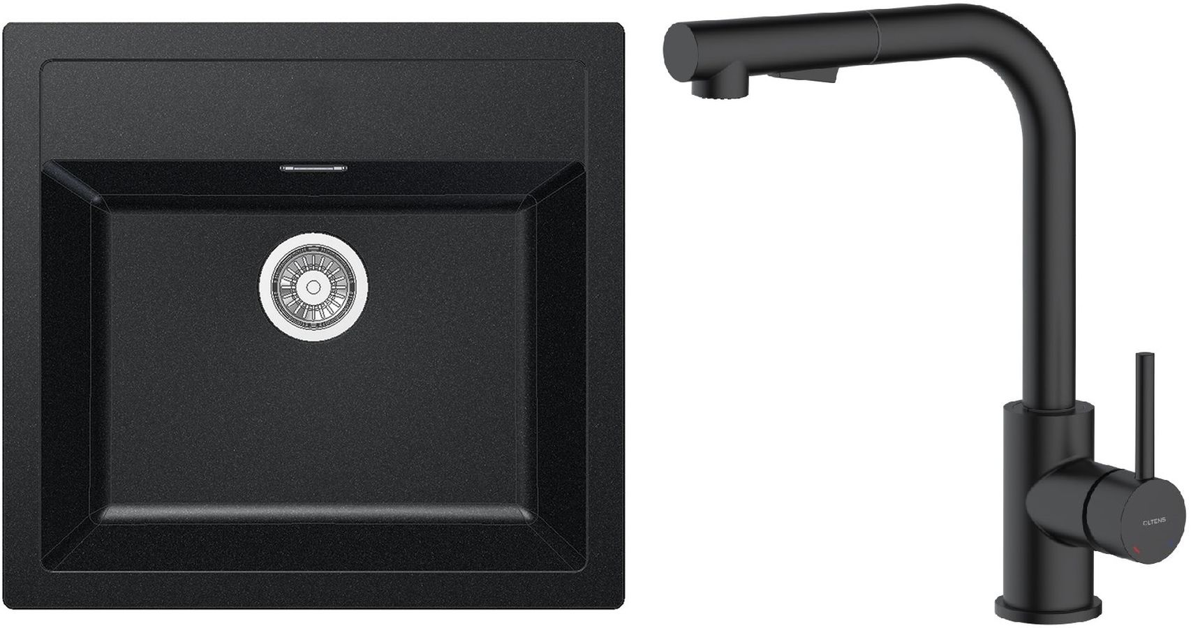 Zestaw Franke Sirius SID 610 zlewozmywak 56x53 cm z baterią kuchenną Oltens Myvat onyx/czarny mat (1140205049, 35205300) - Wysyłka w 24h