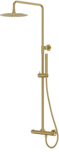LaVita Orion zestaw prysznicowy z baterią ścienny termostatyczny z deszczownicą złoty szczotkowany